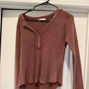Brick Waffle Knit Long Sleeve